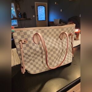 Checkered Tote Bag with Red Accents